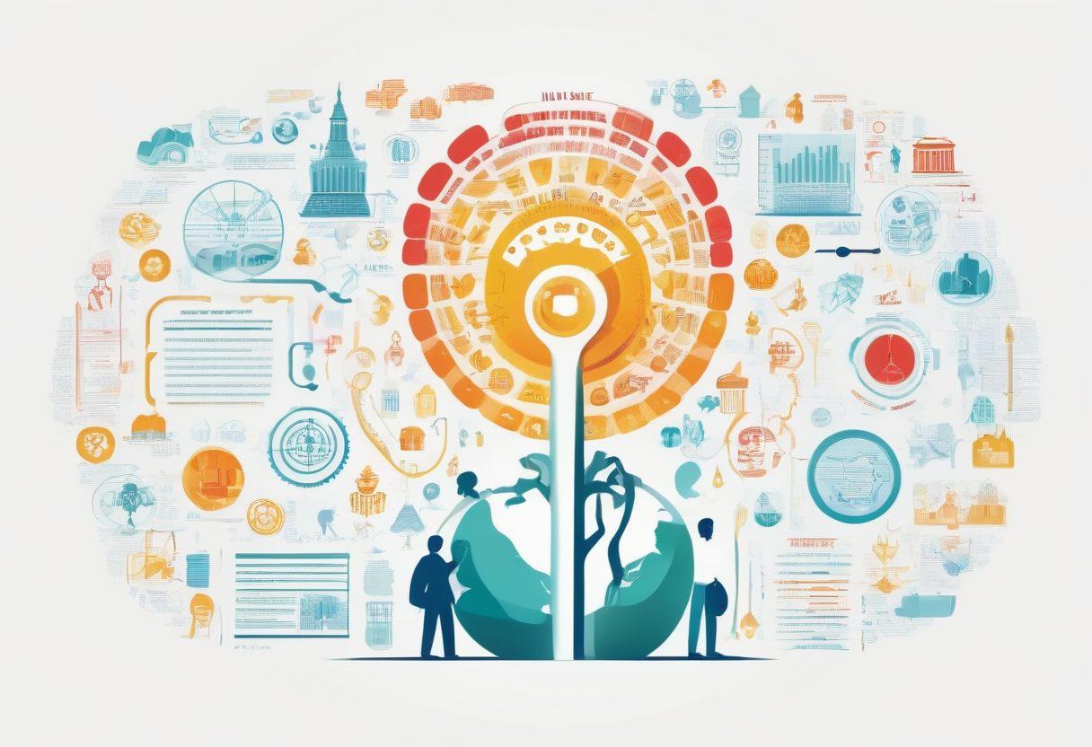 A visually engaging infographic featuring student health coverage options and financial planning tips, with icons representing healthcare, budgeting, and support services. Include diverse students collaborating and discussing strategies, surrounded by vibrant charts and graphs to illustrate statistics. The background should be bright and inviting, symbolizing prosperity and well-being. overall theme of empowerment and support. vector art. vibrant colors. white background.